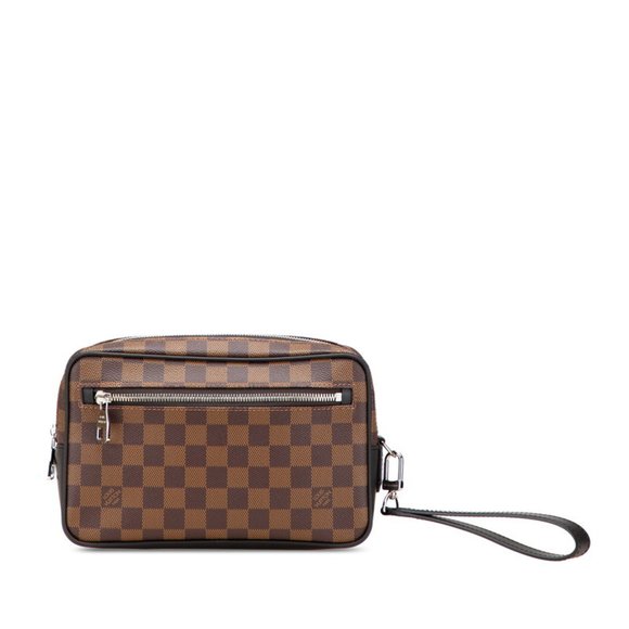 LOUIS VUITTON Brown Damier Leather Pouch - Picture 1 of 8